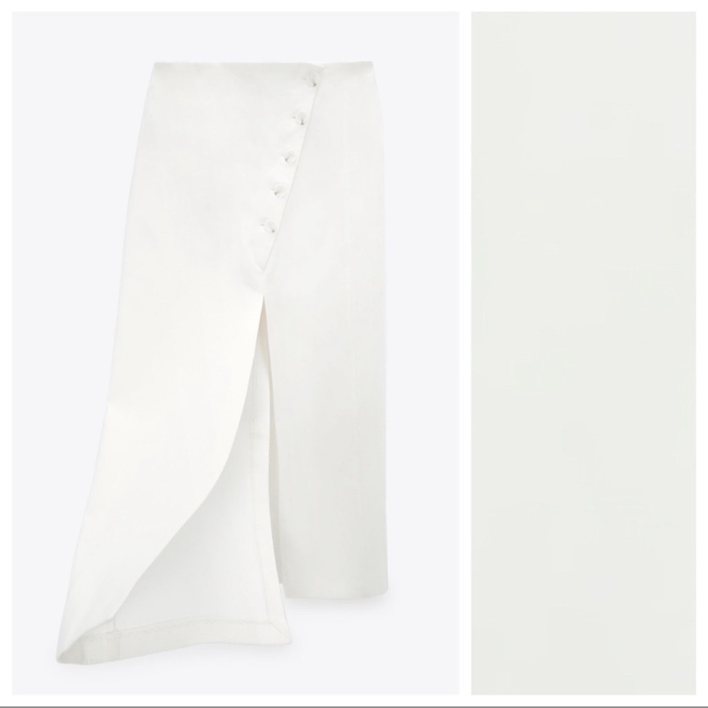 Zara Cream Linen Blend Midi Skirt. Size extra small - Picture 3 of 6